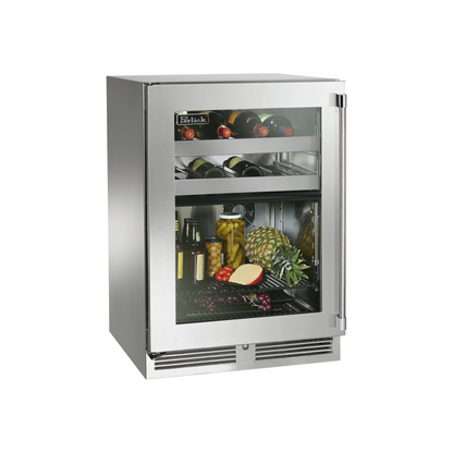 Perlick Signature Series 24" Outdoor Dual-Zone Refrigerator/Wine Reserve with Stainless Steel Solid Door Hinge Right