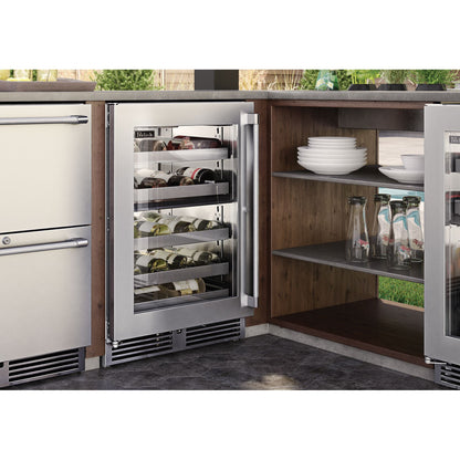 Perlick Signature Series 24" Outdoor Dual-Zone Wine Reserve with Fully Integrated Panel-Ready Glass Door Hinge Right with Lock