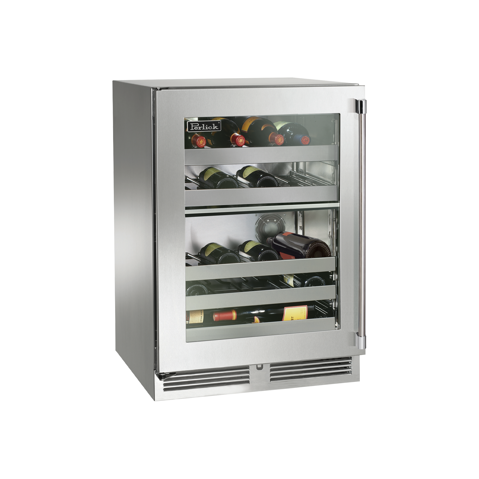 Perlick Signature Series 24" Outdoor Dual-Zone Wine Reserve with Fully Integrated Panel-Ready Glass Door Hinge Right with Lock