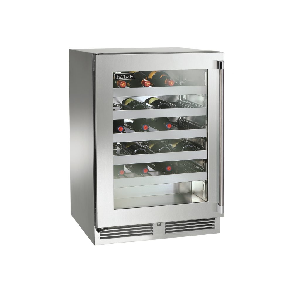 Perlick Signature Series 24" Outdoor Wine Reserve with Stainless Steel Glass Door Hinge Right