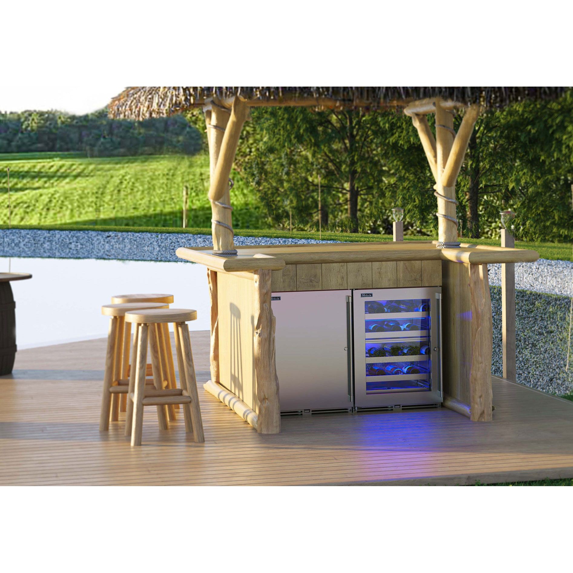 Perlick Signature Series 24" Shallow Depth Outdoor Refrigerator with Stainless Steel Glass Door Hinge Right with Lock