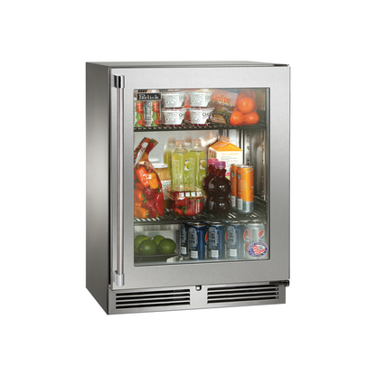Perlick Signature Series 24" Shallow Depth Outdoor Refrigerator with Stainless Steel Glass Door Hinge Right with Lock