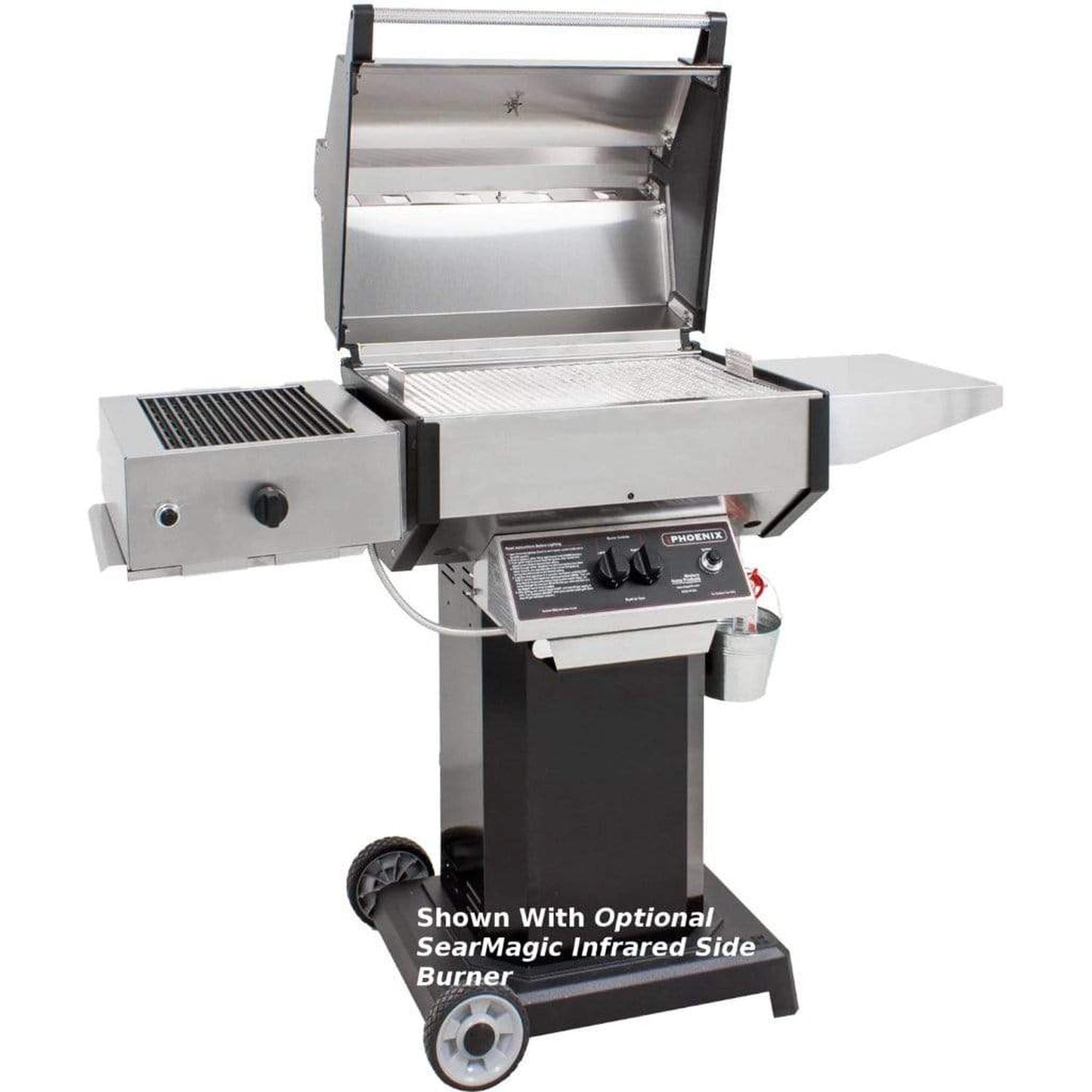 Phoenix Grills 52" Stainless Steel 2-Burner Liquid Propane Gas Grill on Black Aluminum Pedestal Cart