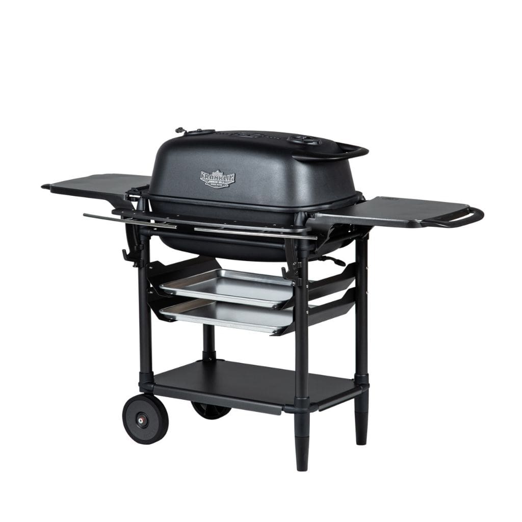 https://grillcollection.com/cdn/shop/files/Portable-Kitchen-57-Coal-Special-Edition-PK-Original-Cast-Aluminum-Outdoor-Charcoal-Grill-Smoker-Franklin-Grill-with-Black-Side-Shelves-2.jpg?v=1686371069&width=1445