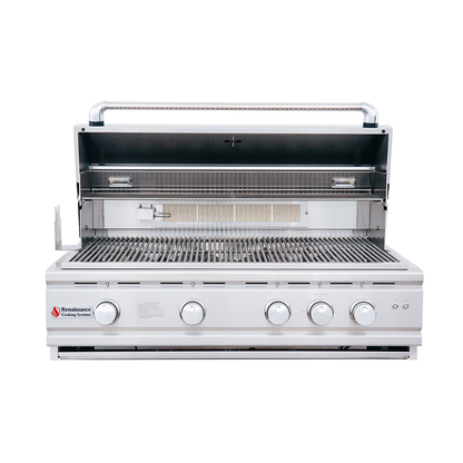Renaissance Cutlass Pro Series 38" 5-Burner Built-In Natural Gas Grill With Briquette Tray Burner Covers