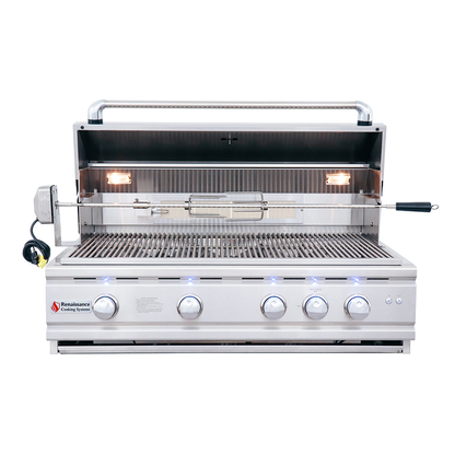 Renaissance Cutlass Pro Series 38" 5-Burner Built-In Natural Gas Grill With Briquette Tray Burner Covers