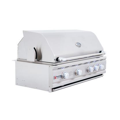 Renaissance Cutlass Pro Series 38" 5-Burner Built-In Natural Gas Grill With Briquette Tray Burner Covers