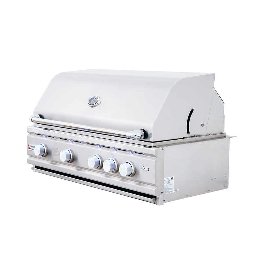 Renaissance Cutlass Pro Series 38" 5-Burner Built-In Natural Gas Grill With Briquette Tray Burner Covers