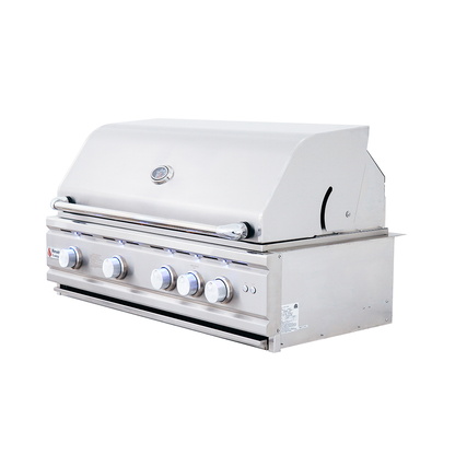 Renaissance Cutlass Pro Series 38" 5-Burner Built-In Natural Gas Grill With Briquette Tray Burner Covers