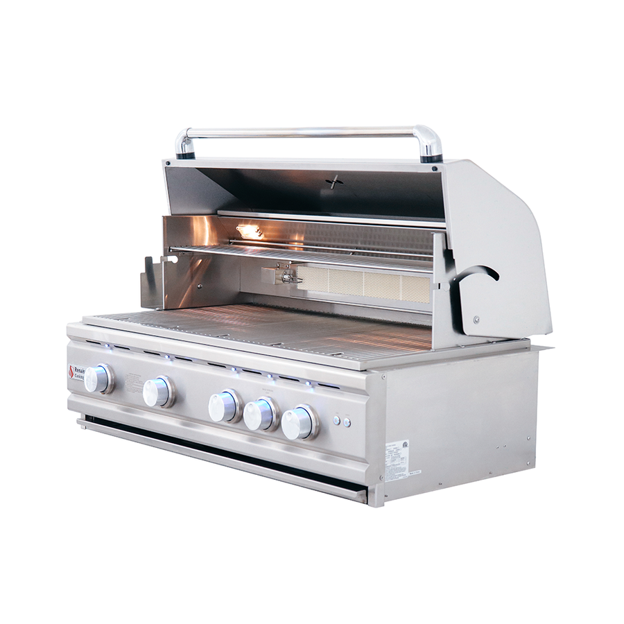 Renaissance Cutlass Pro Series 38" 5-Burner Built-In Natural Gas Grill With Briquette Tray Burner Covers