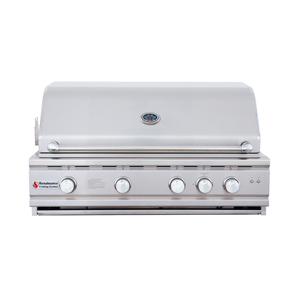 Renaissance Cutlass Pro Series 38" 5-Burner Built-In Natural Gas Grill With Briquette Tray Burner Covers