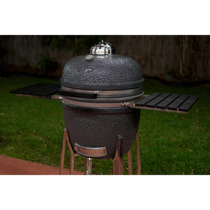 SnS Grills 22" Slow ‘N Sear Deluxe Kamado Ceramic Charcoal Grill w/ Side Shelves