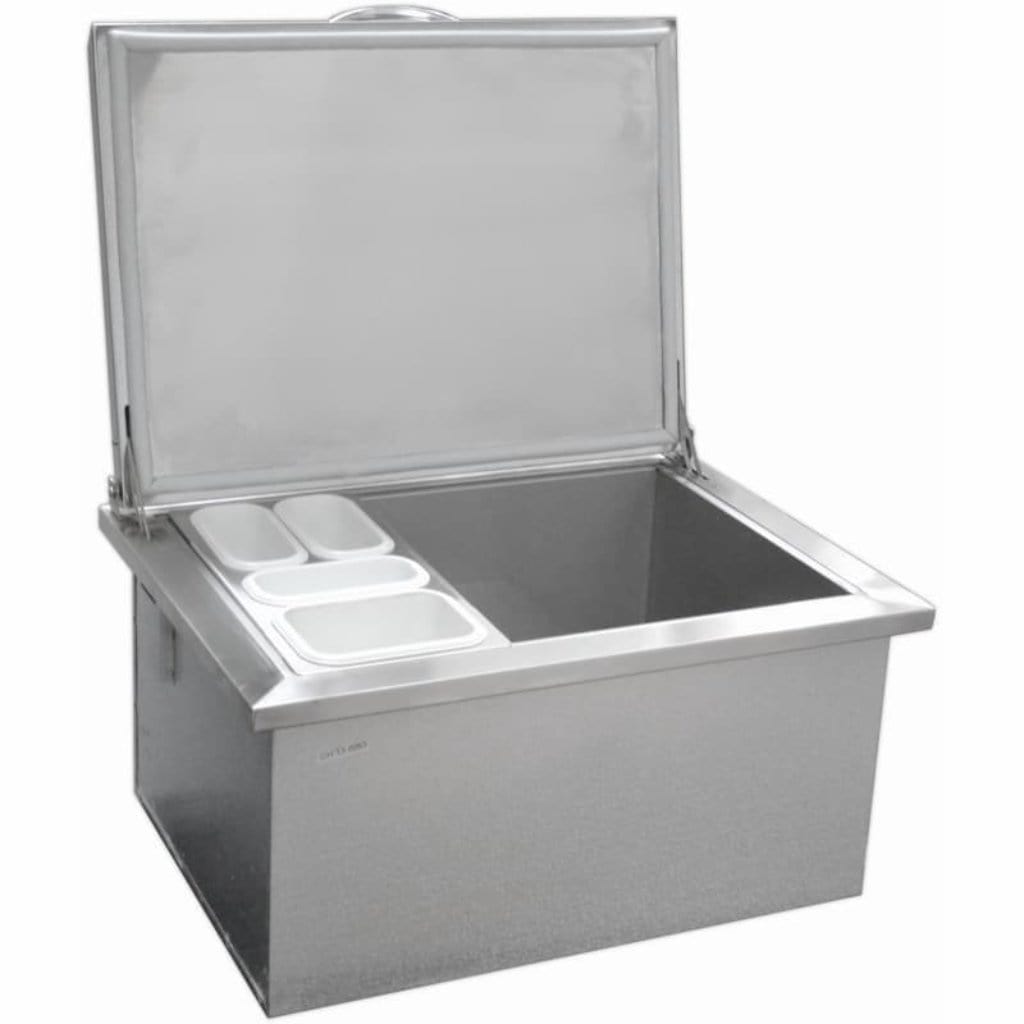 Sole Gourmet 27" Stainless Steel Drop-In Ice Chest With Insulated Lid & Condiment Tray