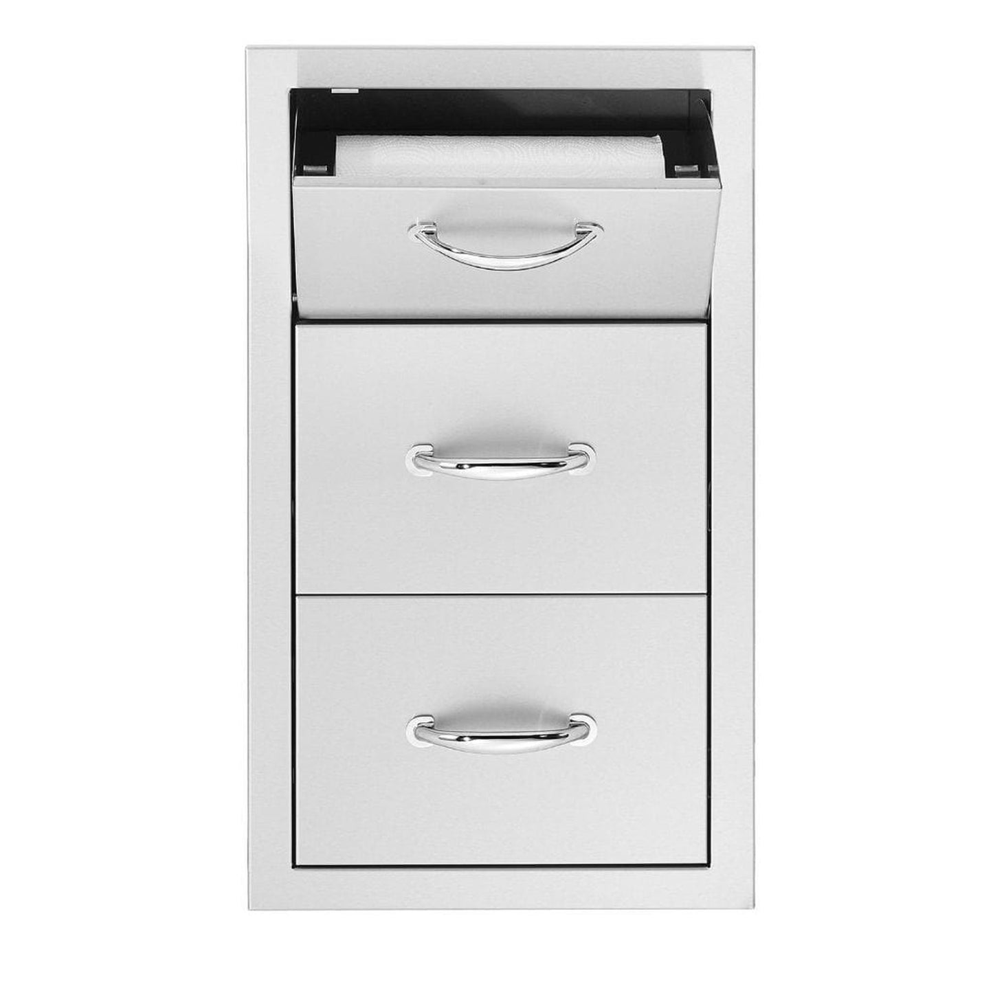 Summerset 17" Stainless Steel Vertical 2-Drawer & Paper Towel Holder Combo with Masonry Frame Return