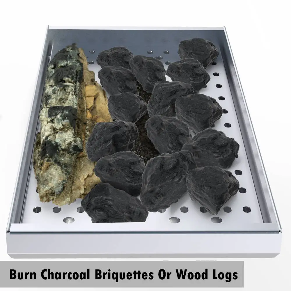 Sunstone 10" Stainless Steel 3-in-1 Charcoal Wood Burning & Smoking Tray