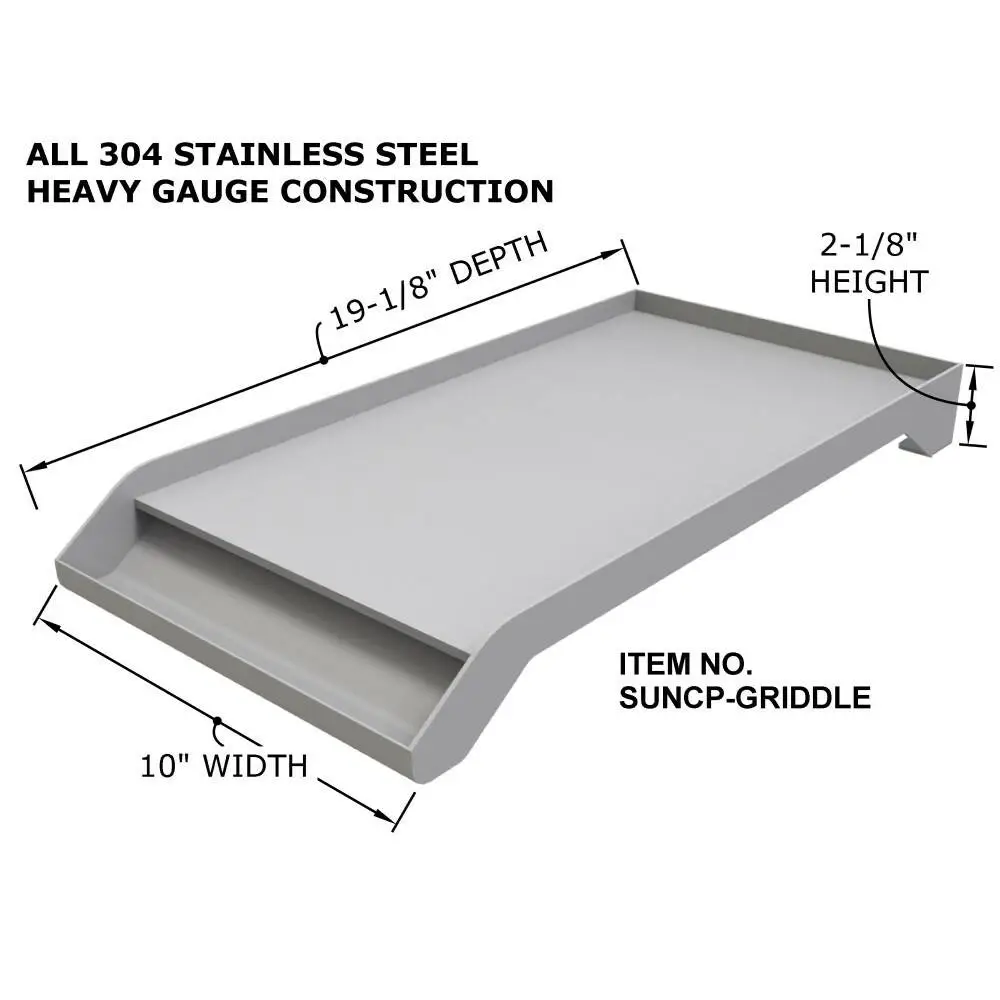 Sunstone 10" Wide Stainless Steel Griddle with Oil Reservoir