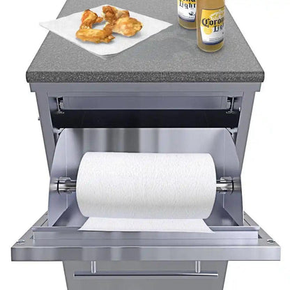 Sunstone 18" Stainless Steel Combo Paper Towel Holder/Cutlery Drawer & Insulated Ice Chest Dry Storage