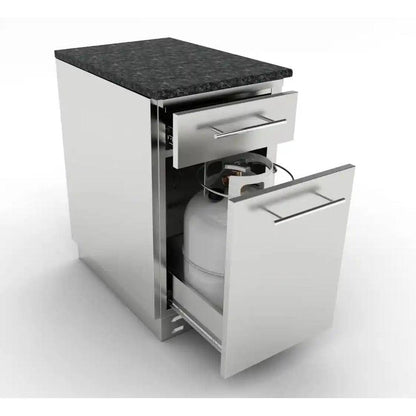 Sunstone 18" Stainless Steel Propane/Trash Drawer Combo Cabinet