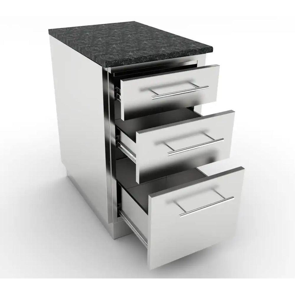 Sunstone 18" Stainless Steel Triple Drawer Base Cabinet