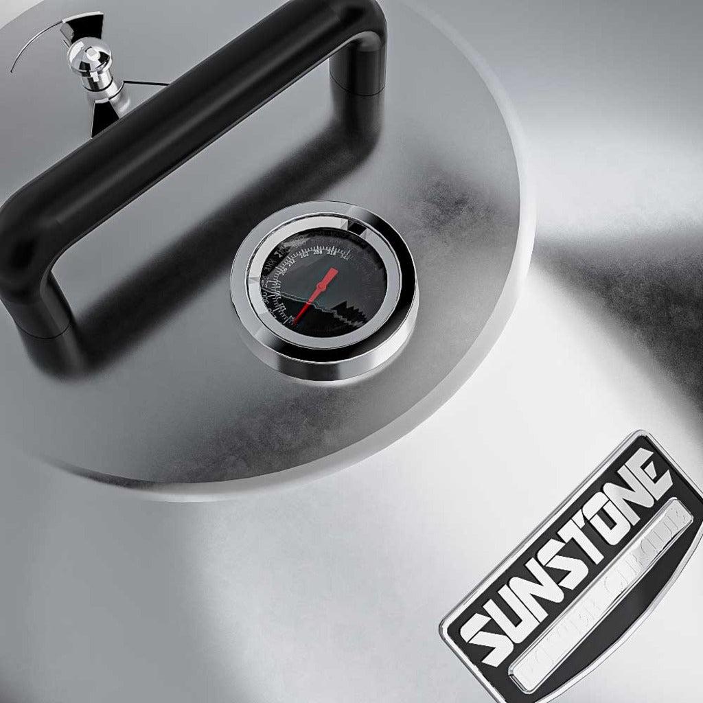 Sunstone 24" Diameter Stainless Steel Large Hood with Exhaust/Temperature Gauge and Sturdy Handle