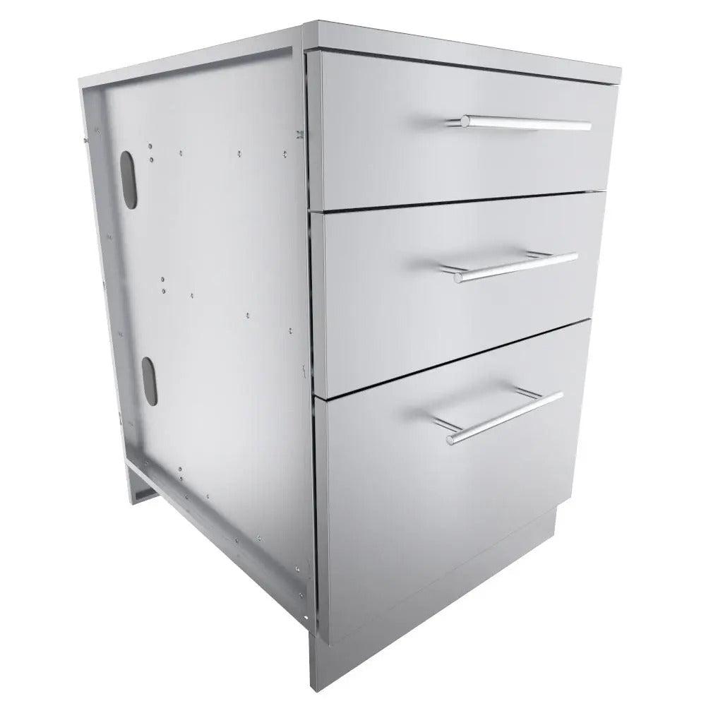 Sunstone 24" Stainless Steel Large Triple Drawer Base Cabinet