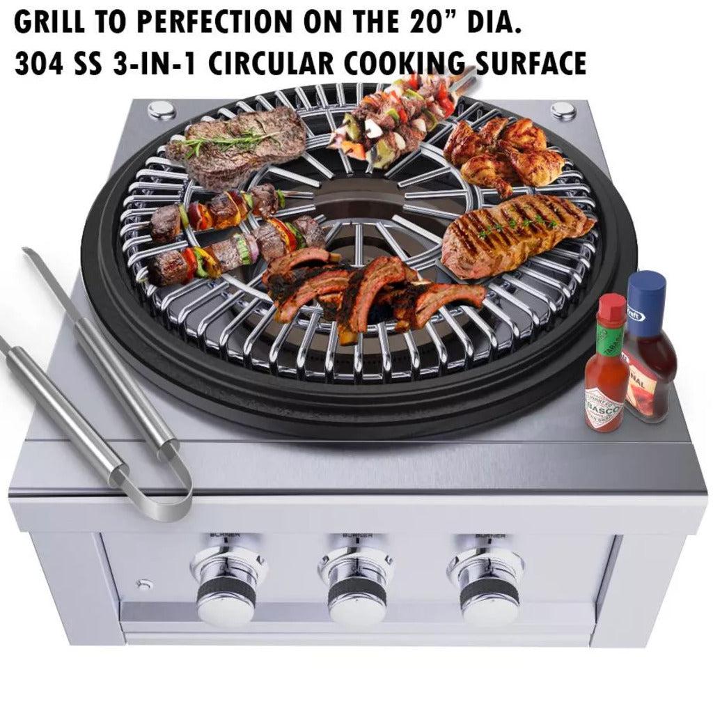 Sunstone 24" Stainless Steel Power Cirque Natural Gas Burner with Flat-Top Griller