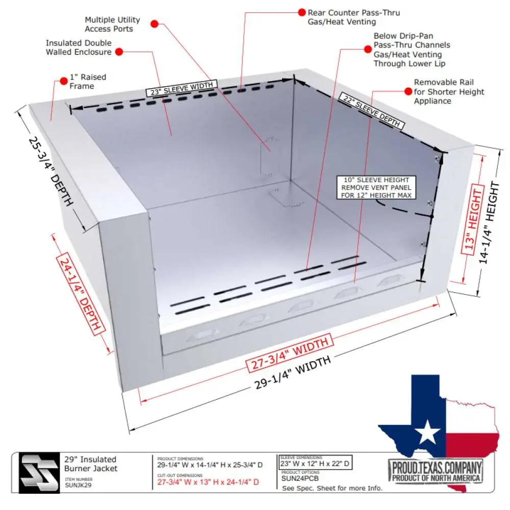 Sunstone 29" Stainless Steel Universal Appliance Jacket