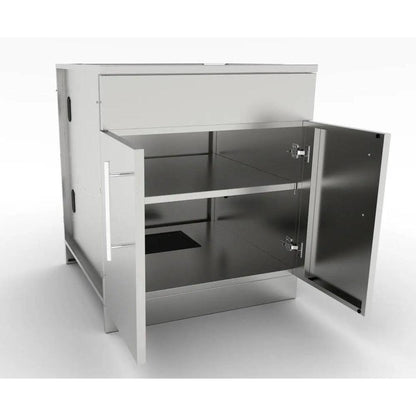Sunstone 30" Stainless Steel Double Door Base Cabinet w/Shelf & Reversible Top Drawer