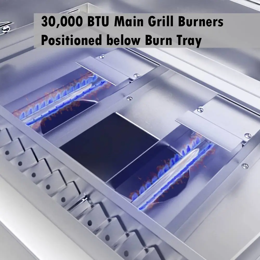 Sunstone Grill 30,000 BTU Built-In Natural Gas Double Side Burner with  Removable Lid