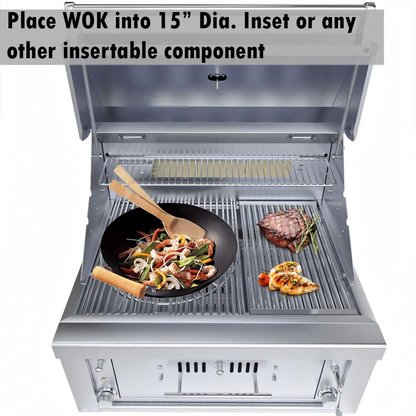 Sunstone 30" Stainless Steel Gas-Hybrid 2 Burner Charcoal/Wood Burning Propane Grill with IR Burner