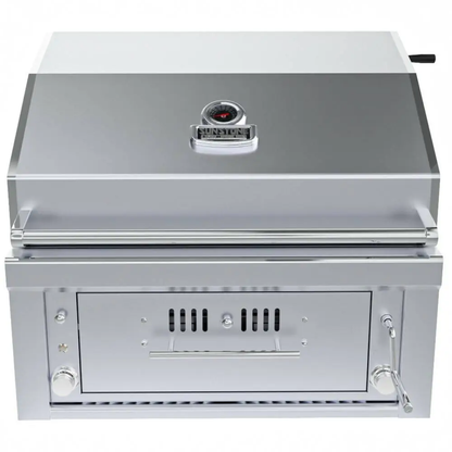 Sunstone 30" Stainless Steel Gas-Hybrid 2 Burner Charcoal/Wood Burning Propane Grill with IR Burner