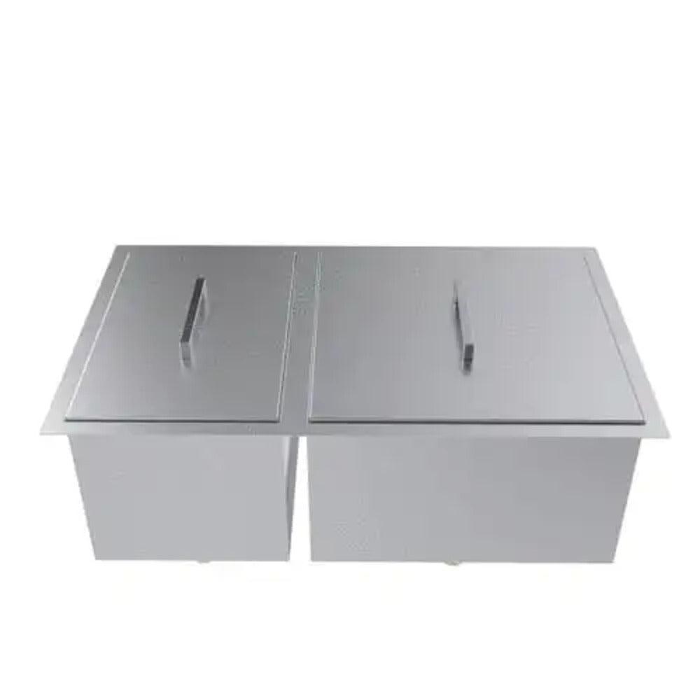 Sunstone 34" x 12" Stainless Steel Double Basin Sink with 2 Covers