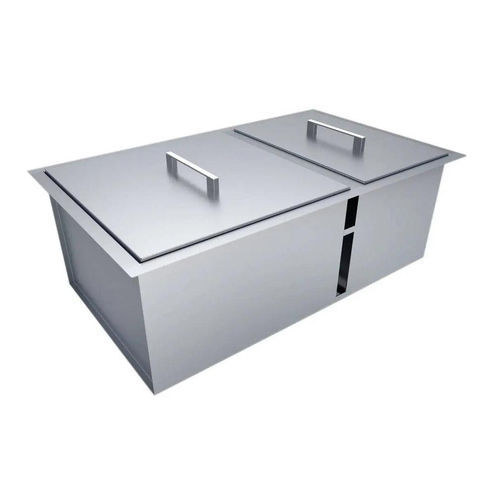 Sunstone 34" x 12" Stainless Steel Double Basin Sink with 2 Covers