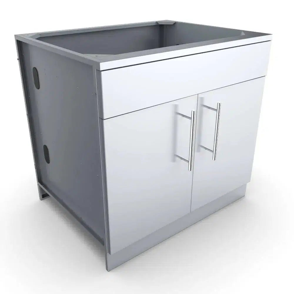 Sunstone 36" Stainless Steel Double Door Base Cabinet w/Shelf & Reversible Top Drawer
