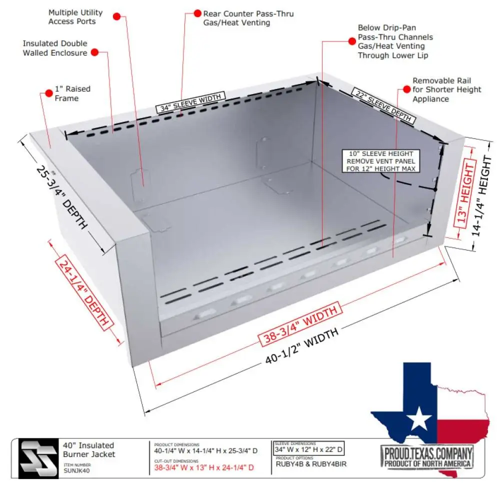 Sunstone 40" Stainless Steel Universal Appliance Jacket