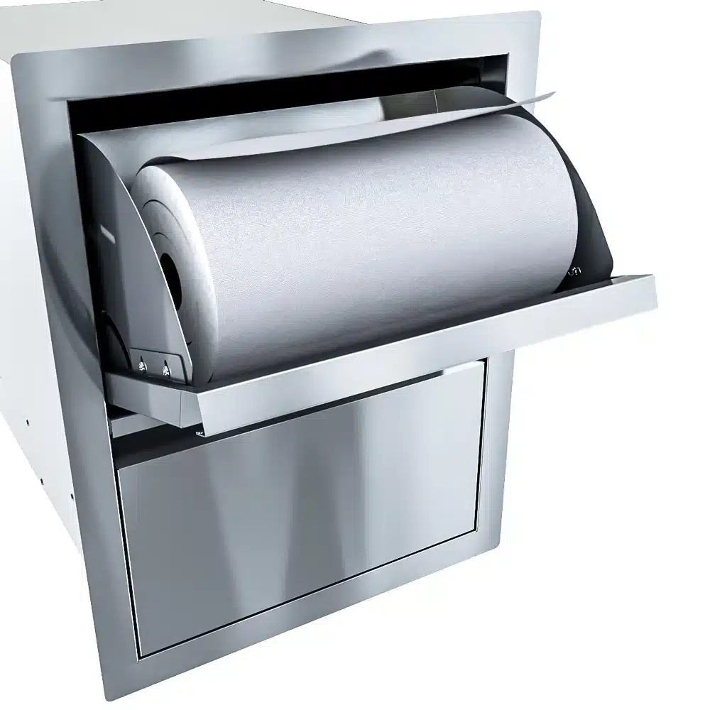 Sunstone Aruba Series 16" Stainless Steel Paper Towel Holder and Drawer Combo
