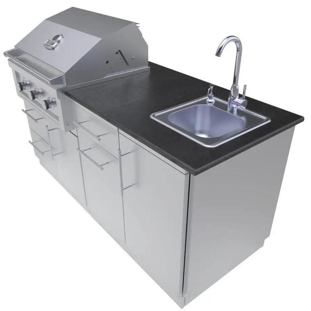 Sunstone Caprice 6ft Stainless Steel Grill Bar Sink Outdoor Island Package
