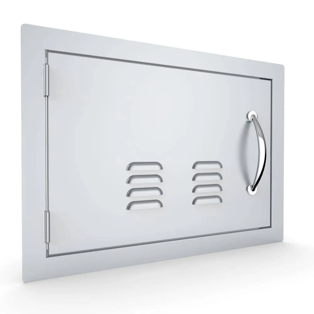 Sunstone Classic Series 14" x 20" Stainless Steel Left Swing Horizontal Vented Door