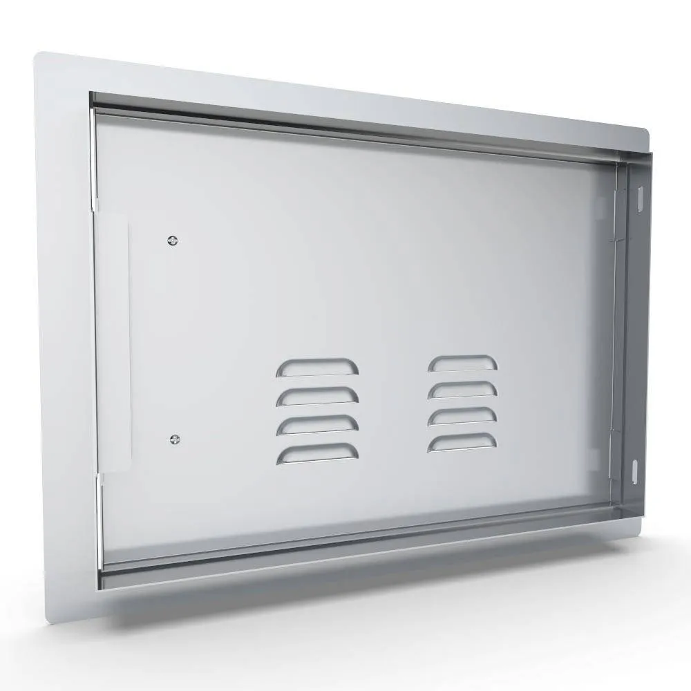 Sunstone Classic Series 14" x 20" Stainless Steel Left Swing Horizontal Vented Door