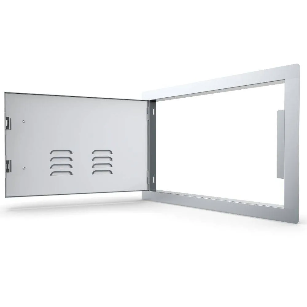 Sunstone Classic Series 14" x 20" Stainless Steel Left Swing Horizontal Vented Door