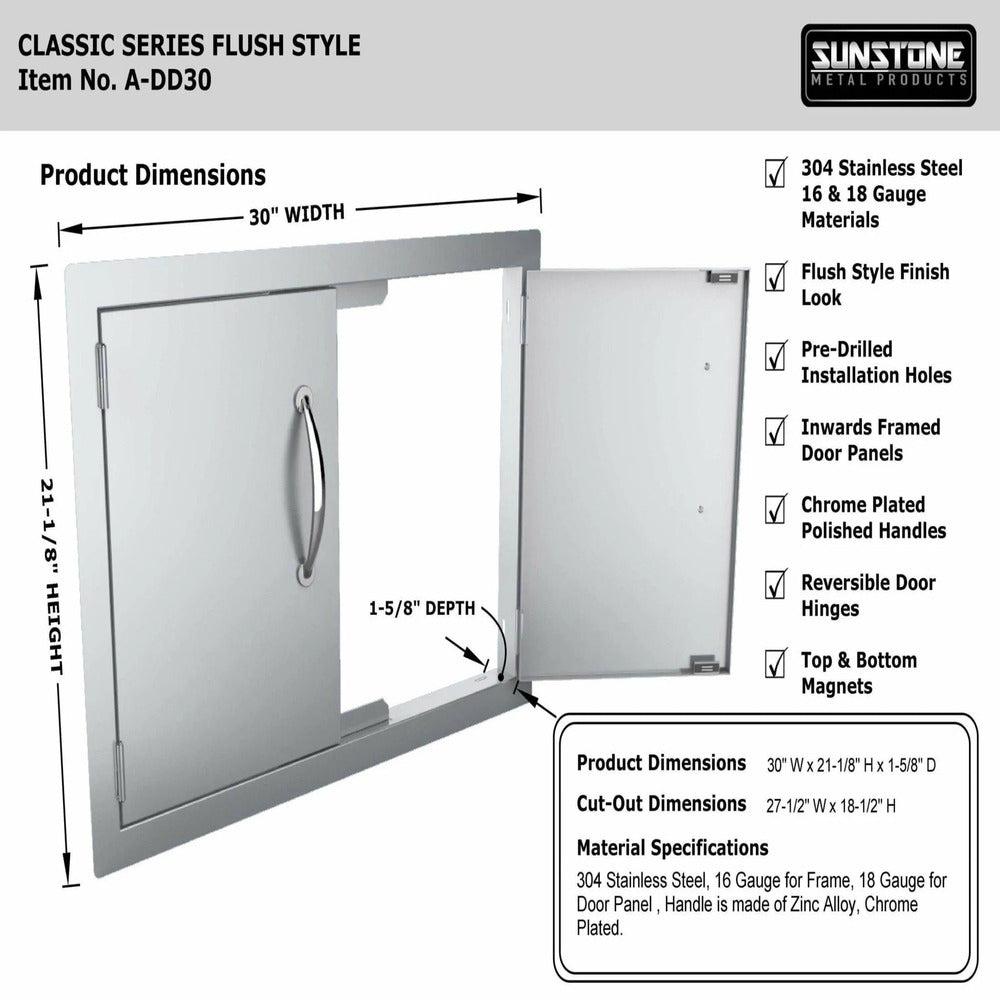 Sunstone Classic Series 30" Stainless Steel Double Access Door Flush Mount