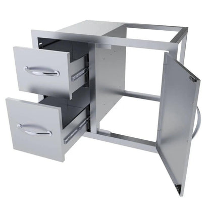 Sunstone Classic Series 30" Stainless Steel Flush Style Double Drawer and Door Combo