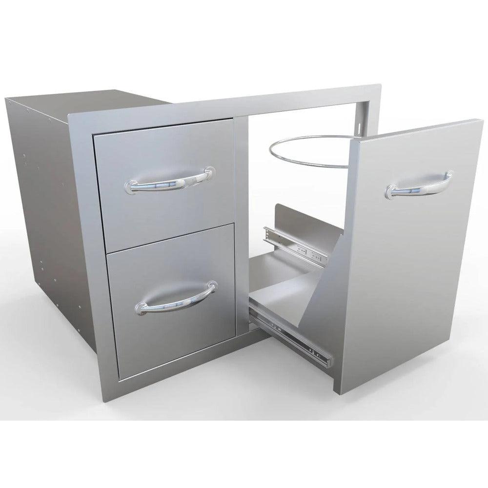 Sunstone Classic Series 30" Stainless Steel Tank Tray Double Drawer Combo