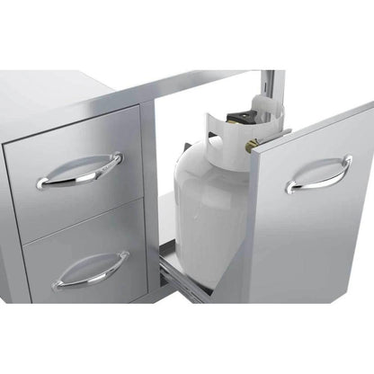 Sunstone Classic Series 30" Stainless Steel Tank Tray Double Drawer Combo