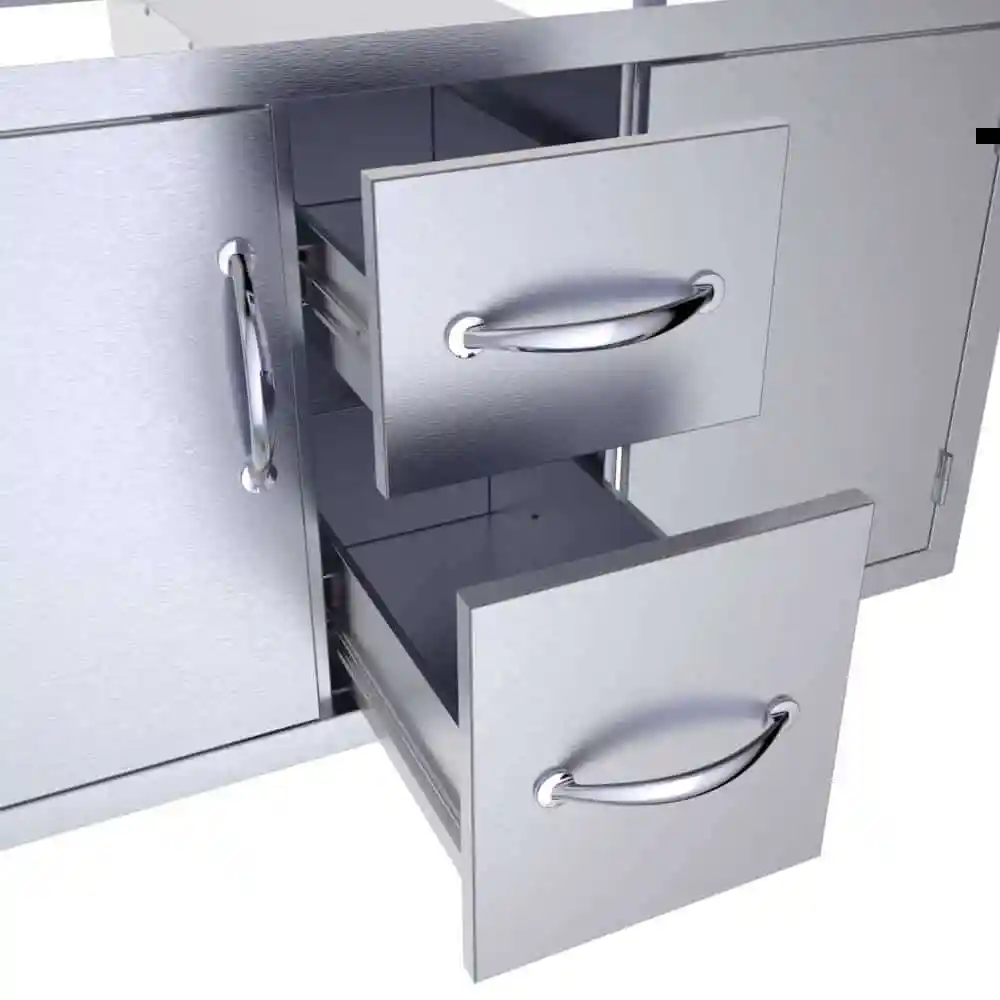 Sunstone Classic Series 42" Stainless Steel Flush Style Double Drawer and Door Combo