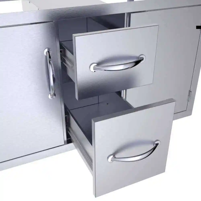 Sunstone Classic Series 42" Stainless Steel Flush Style Double Drawer and Door Combo