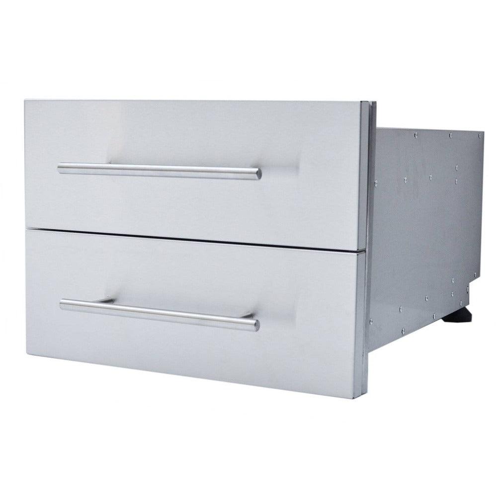 Sunstone Designer Series 18" x 13" Stainless Steel Multi-Configurable Double Drawer with Self-Leveling Legs