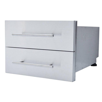 Sunstone Designer Series 18" x 13" Stainless Steel Multi-Configurable Double Drawer with Self-Leveling Legs