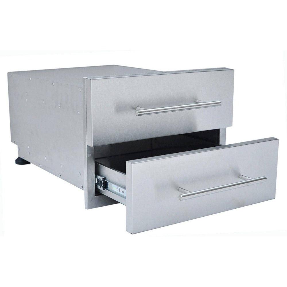 Sunstone Designer Series 18" x 13" Stainless Steel Multi-Configurable Double Drawer with Self-Leveling Legs