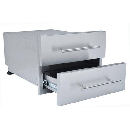 Sunstone Designer Series 18" x 13" Stainless Steel Multi-Configurable Double Drawer with Self-Leveling Legs